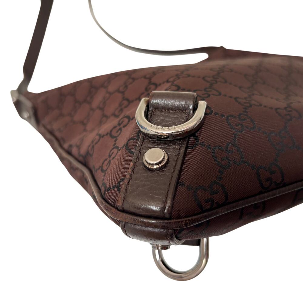 Vintage Gucci Abbey D-Ring Crossbody Hand Shoulder Bag Brown Silver Authentic - Picture 10 of 15